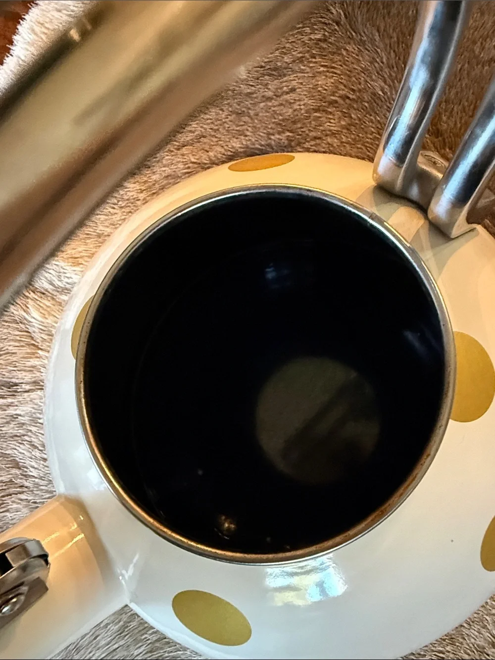 kate spade White Tea Kettle with Gold Polka Dots